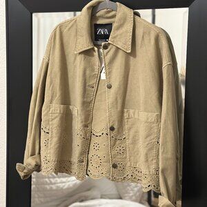 Zara Beige Denim Jacket - XS